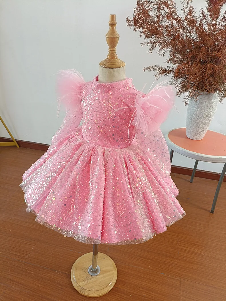 Mvozein-vestidos de flores para niña, vestido de fiesta de boda hinchado, bonito vestido para niña, vestido de princesa con lentejuelas, vestidos de cumpleaños para niño