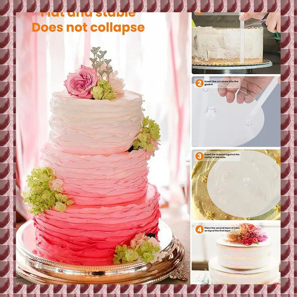 

A95G подставка для торта, тарелка для торта, 4 многоразовые опоры для торта с 12 пластиковыми дюбелями, опоры для торта для многоярусного украшения торта