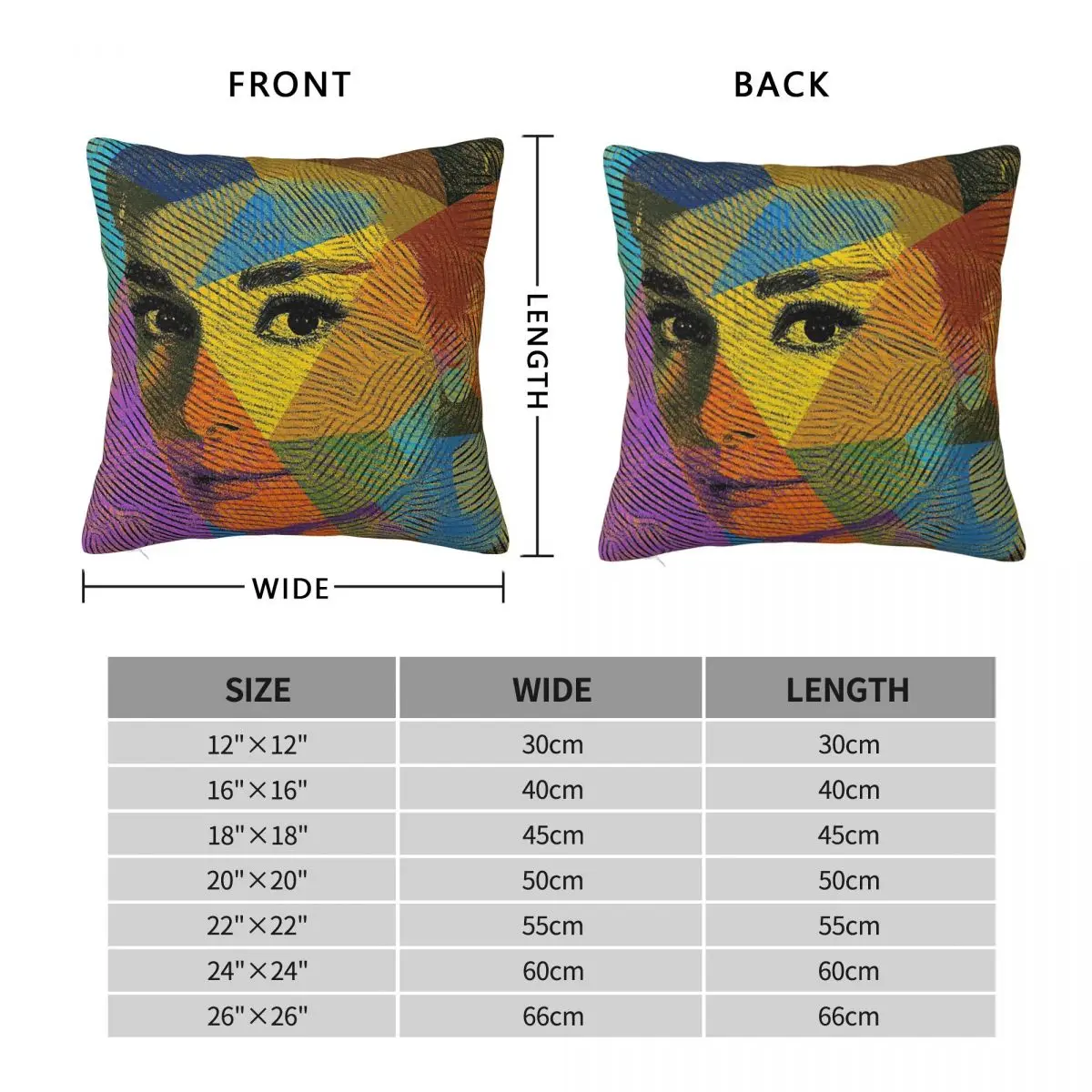 Audrey Hepburn Face Square Pillowcase Polyester Linen Velvet Creative Zip Decorative Bed Cushion Cover