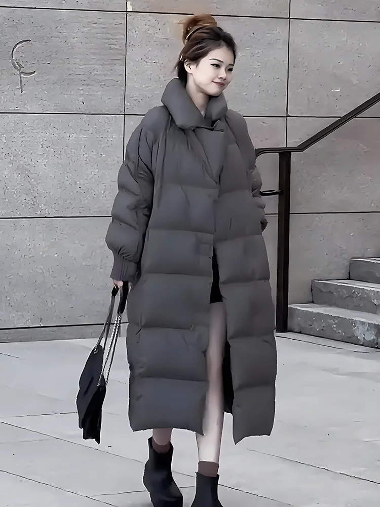 2024 invierno nuevo Faionable versátil Thiened Floing cuello grande blanco Du abajo Jaet mujer moda viaje Sle