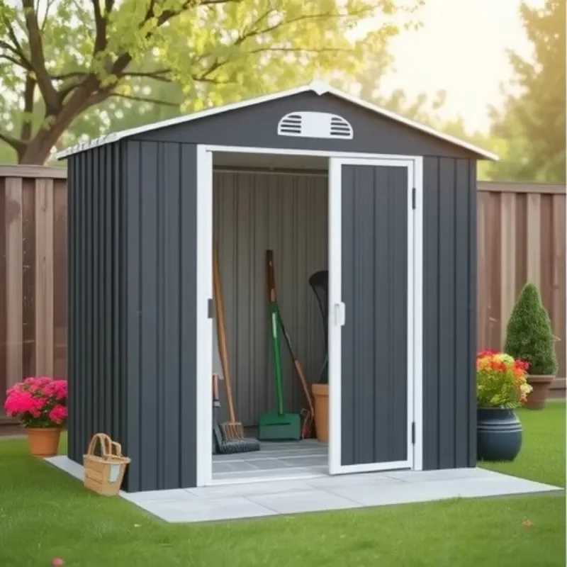 Portable Metal Outdoor Storage Shed Multifunctional Garden Tool House for Courtyard Construction Site Movable Tin Room