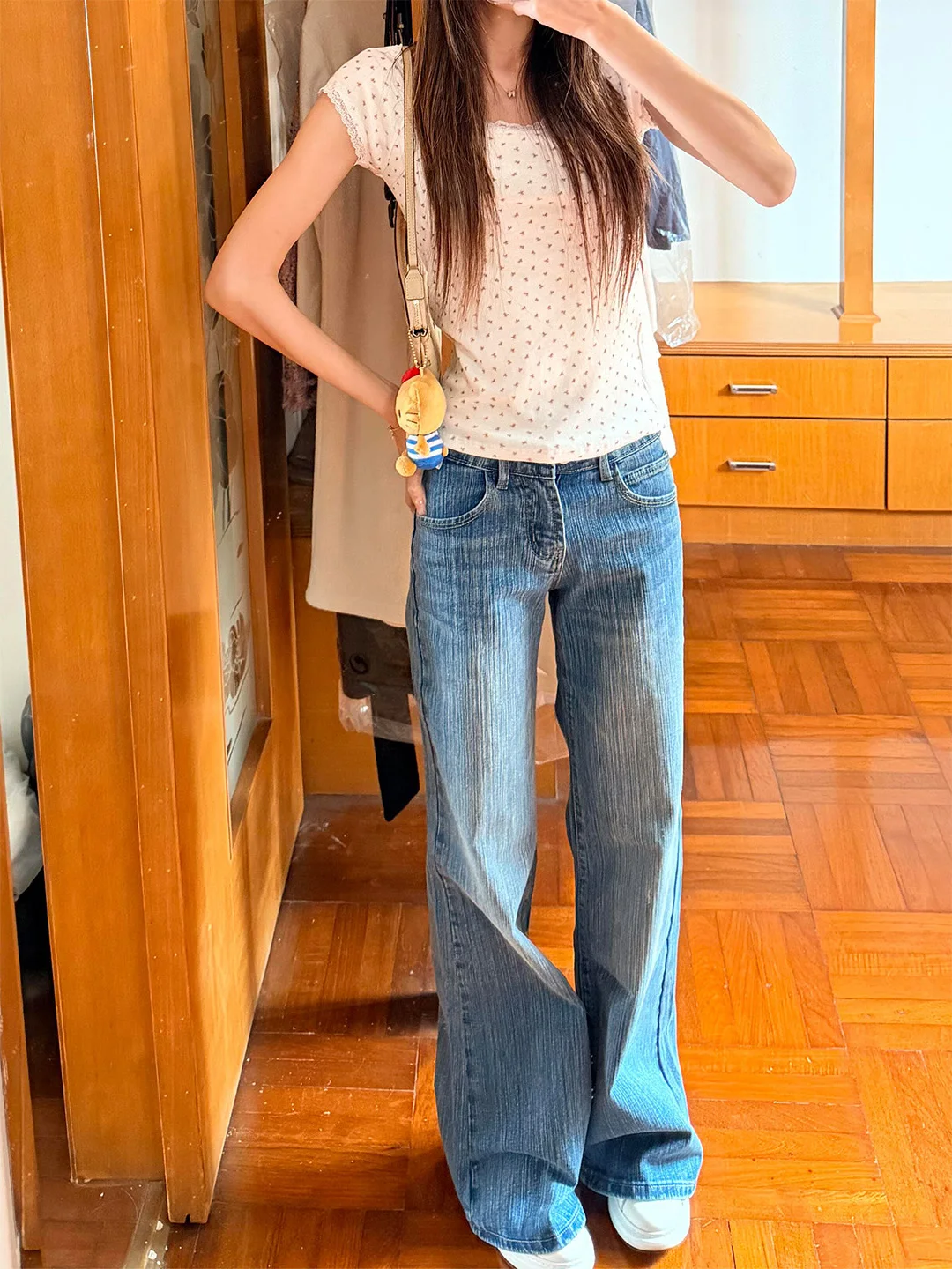 

Slim Fit High Waist Wide Leg Blue Jeans Women's Style American Casual High Quality Denim Spring Summer New Arrival