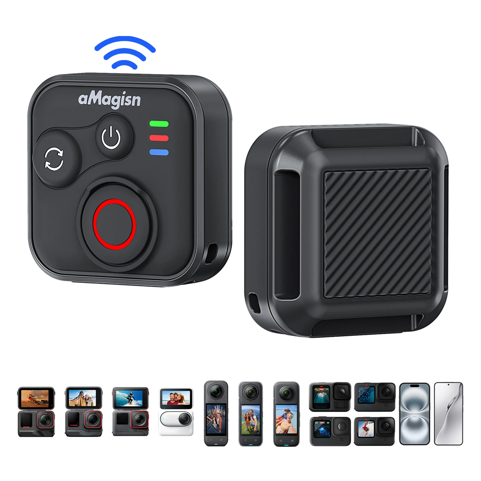 Multifunktionaler kabelloser Schießcontroller mit Handschlaufe, Kameracontroller für Insta360 X5/X4/Ace Pro 2/GoPro Hero 13/12/10