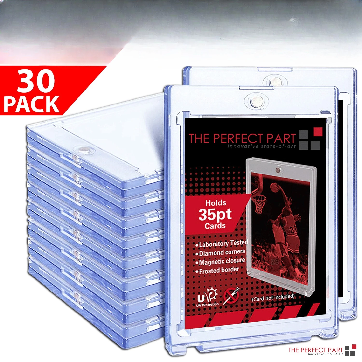 30 Pack Magnetic Trading Sports Card Holders 35pt One-Touch Hard UV Protection