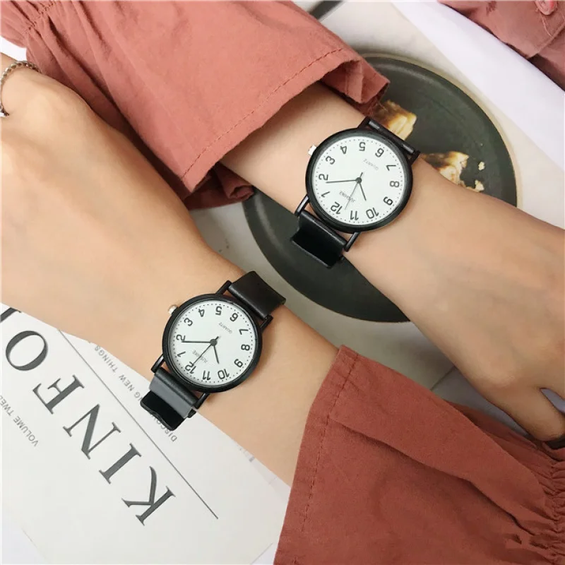 

Korean Style Simple Digital Scale Artistic Retro College Stone Pattern Belt Fashion Women's Watches Student Online Red Watch