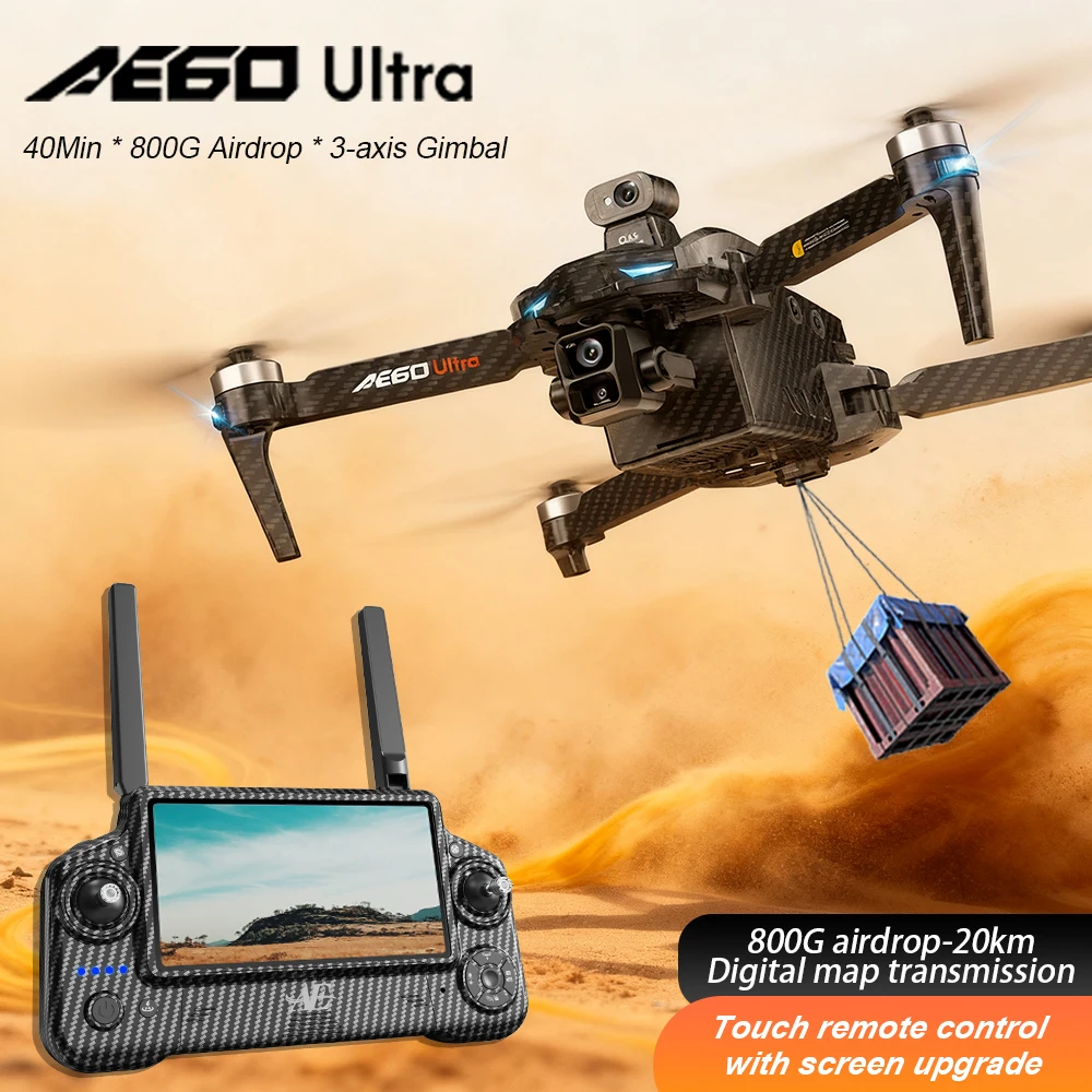 

AE60 Ultra Profesional GPS Drone With 8K Camera 3-Axis Gimbal 5G WiFi FPV Brushless RC Quadcopter Screen Control Fishing Drones