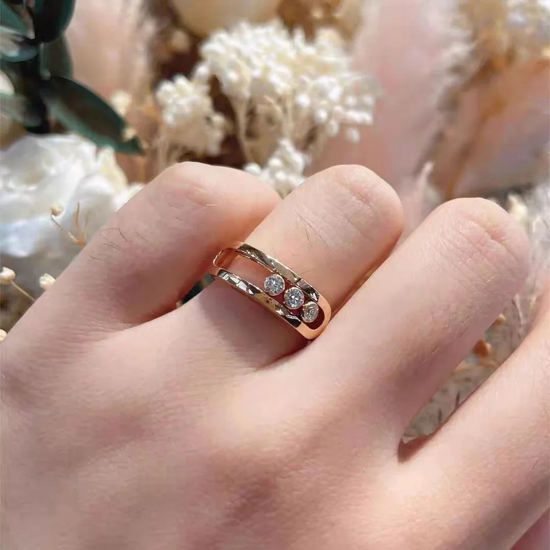 

MXK Fashion French Jewelry S925 Silver Classic MOVE Slide Ring Exquisite Women's High-end Luxury Accessories Party Holiday Gift