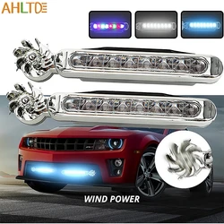 2X Samochodowe światła do jazdy dziennej zasilane wiatrem 8LED Wentylator obrotowy Światło dzienne Nie ma potrzeby Zewnętrzny zasilacz Automatyczna lampa dekoracyjna DRL Led