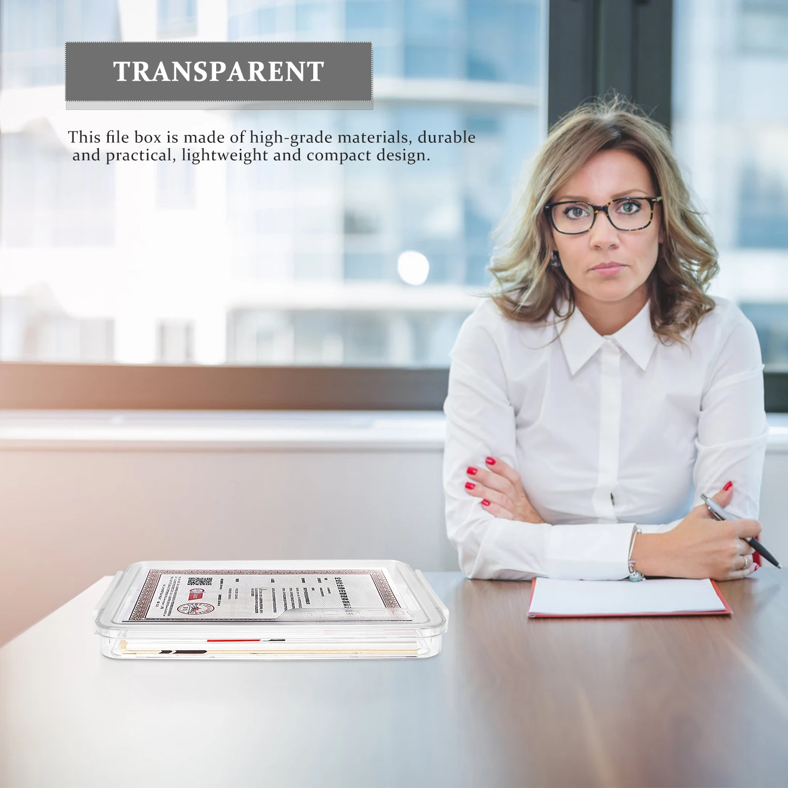 

Frosted ID Storage Box Large Capacity File Boxes Plastic Paper Holder Document Organizer ABS Material Durability Office Home Use