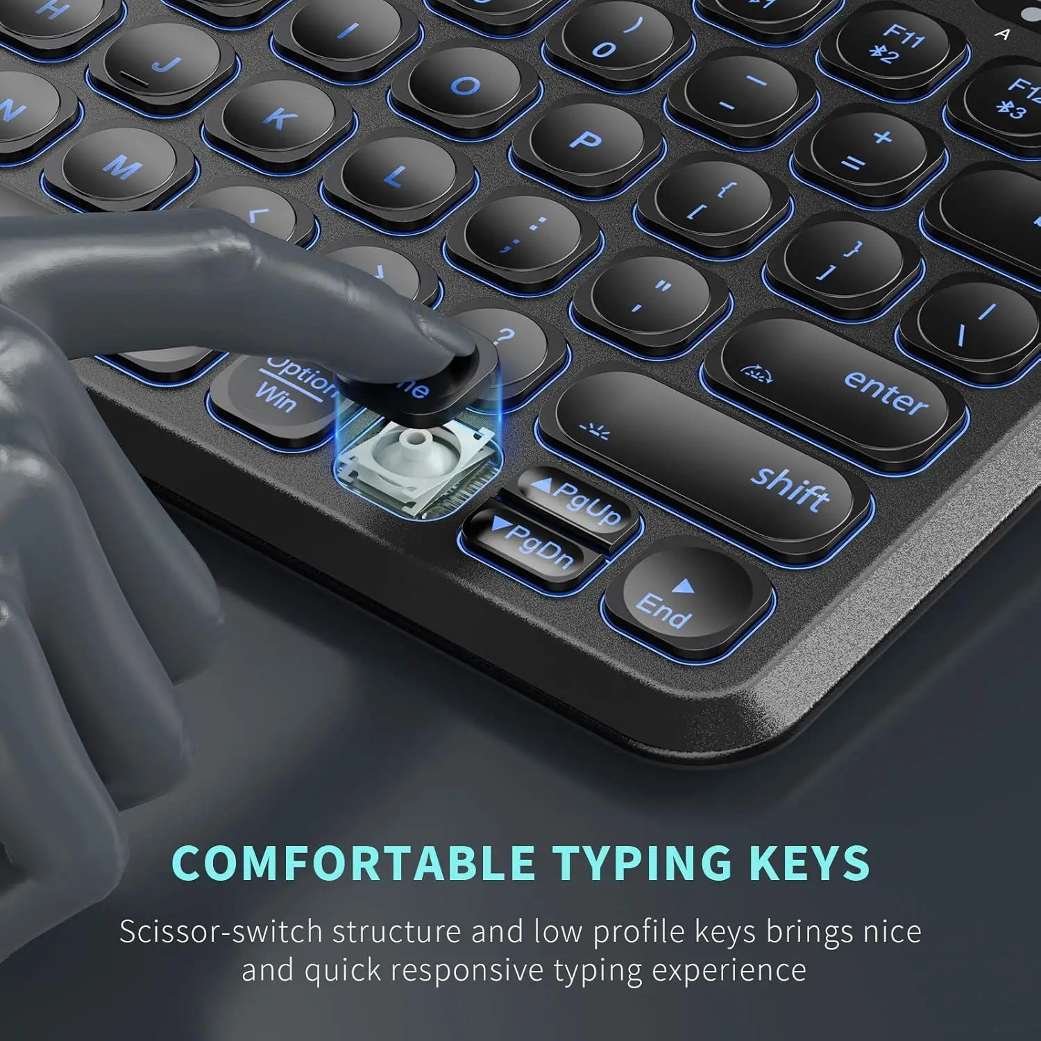 مجموعة لوحة مفاتيح وماوس لاسلكية بلوتوث بإضاءة سوداء RGB لنظام التشغيل Mac OS iPad Air iPad Pro Tablet Android والهواتف المحمولة والكمبيوتر المحمول