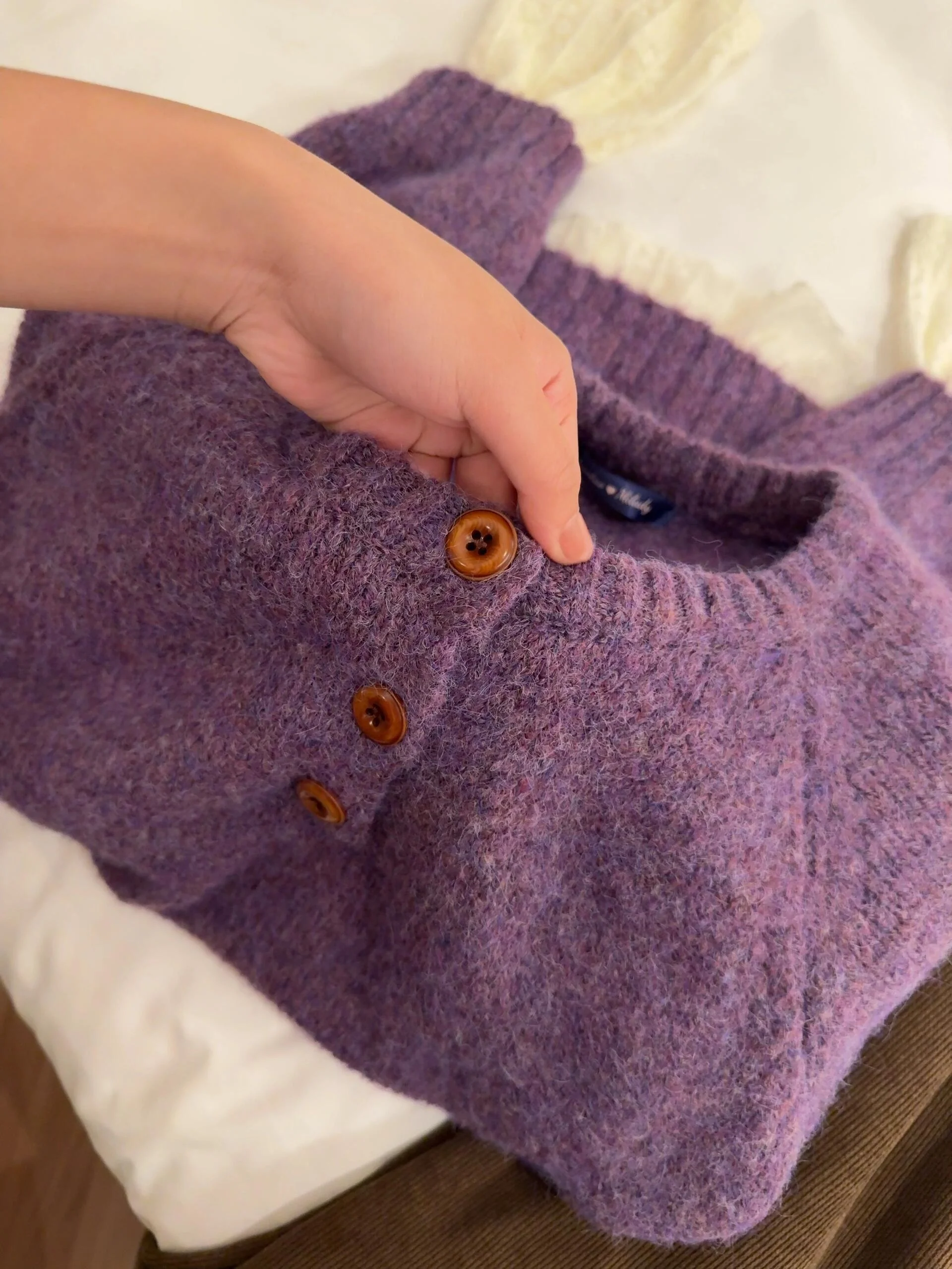 Lila weiche gemütliche runde Ne gestrickte Pullover Damen lose faule Sle Herbst Winter koreanische Aosphere trendige Top