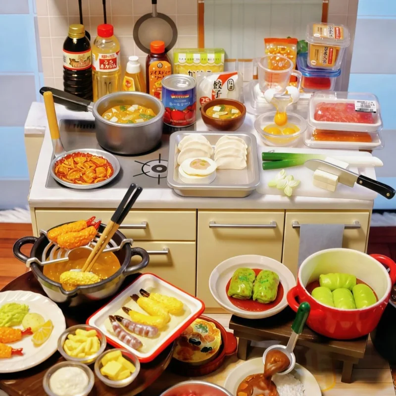 2026 Re-Ment Puchi Serie de Muestras Recuerdos de la Cena Caja Sorpresa Modelo de Comida en Miniatura Diorama Decoración de Escritorio Juguete Coleccionable Regalo