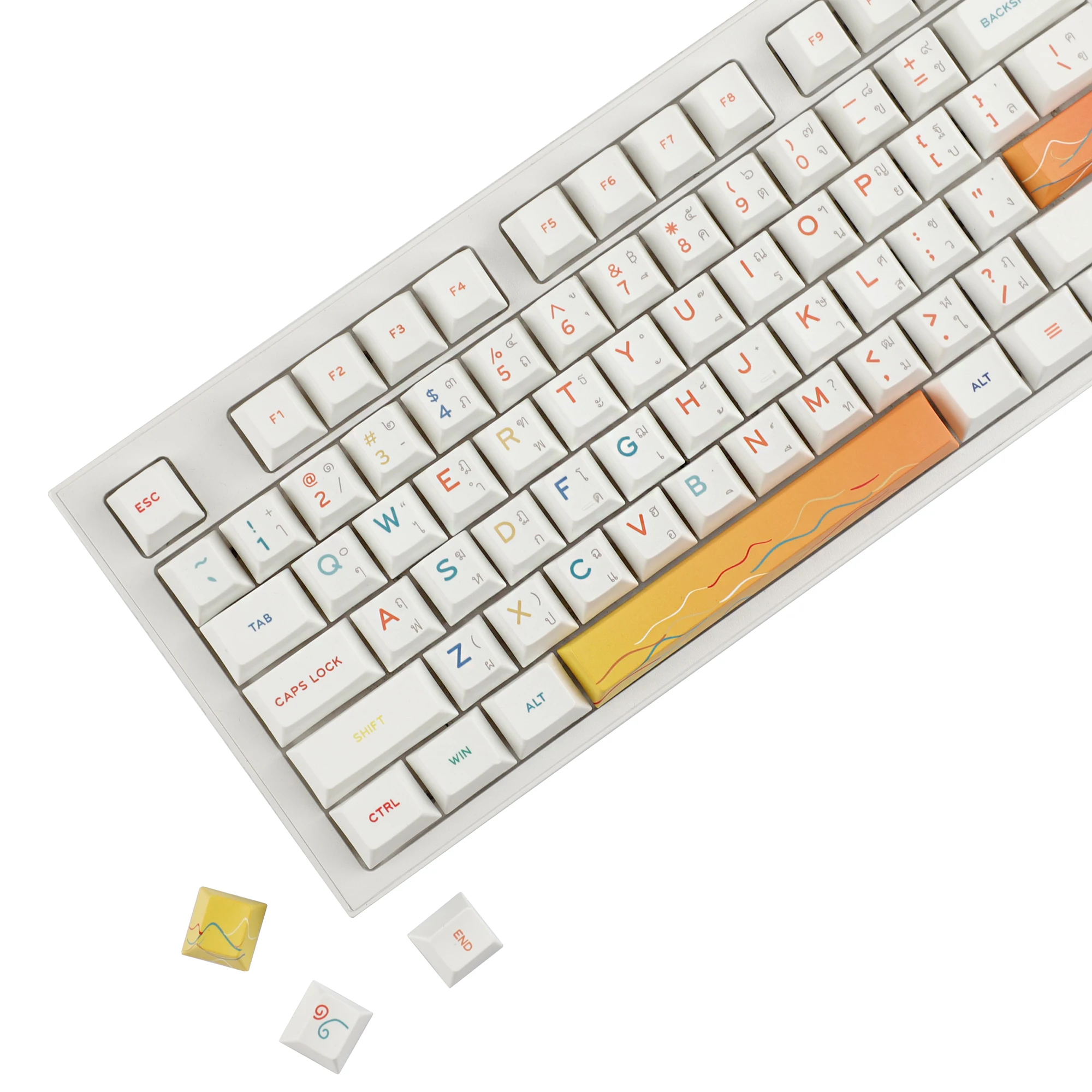 YMDK Minimalist Theme Ocean Sunset 131 Keys Cherry Profile Dye Sub Top Print PBT Keycaps for MX Mechanical Keyboard
