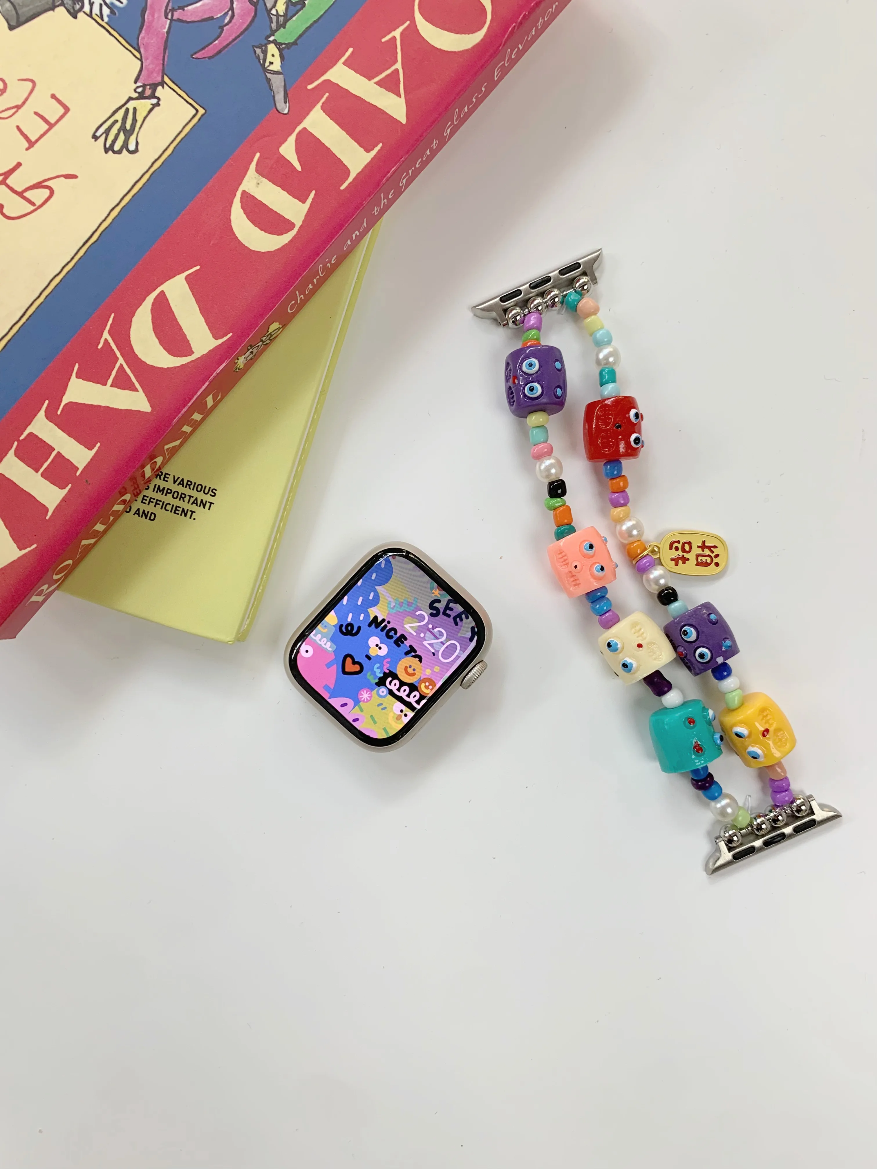 สายนาฬิกาข้อมือลูกปัดการ์ตูนน่ารักสำหรับ Apple iWatch S8สายนาฬิกาอัลตร้า S7 6 5 4 3 2 1อะไหล่สายนาฬิกา44mm 42mm 40mm