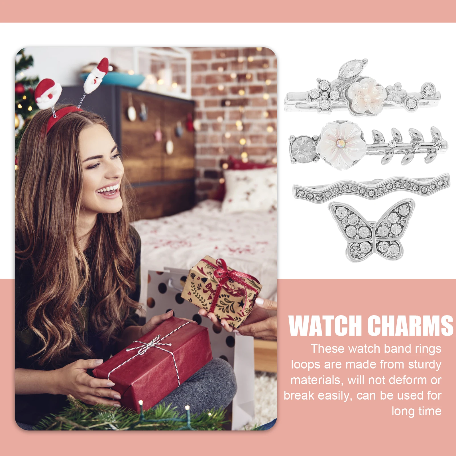 

Watch Ring Strap Decoration Charms Metal Decorative Rings Accessories Smartwatch Band for Straps