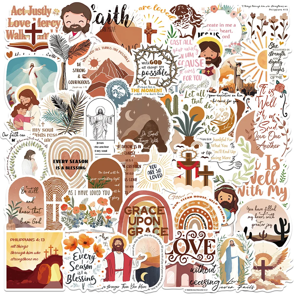 10/50PCS  Jesus Bible Proverbs Christian Religion Sticker DIY Laptops Water Cup Guitar Decorative Stickers Perfect for Kids Toys