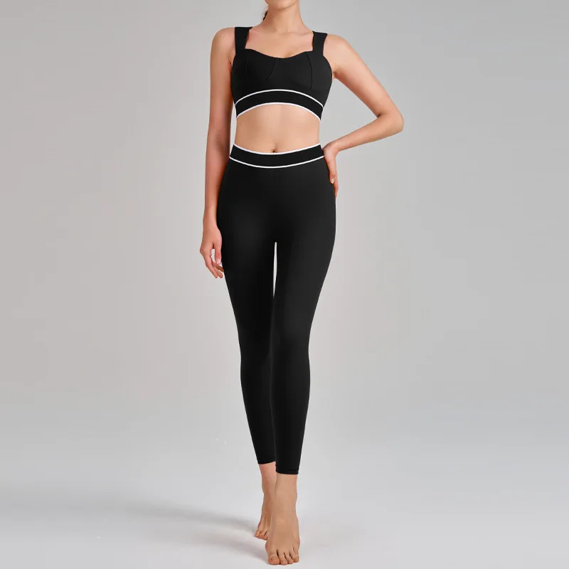 Women's New Skinny-Fit Camisole Backless Running Sports Bra & High-Waisted Lifting Tummy-Control Yoga Activewear Set