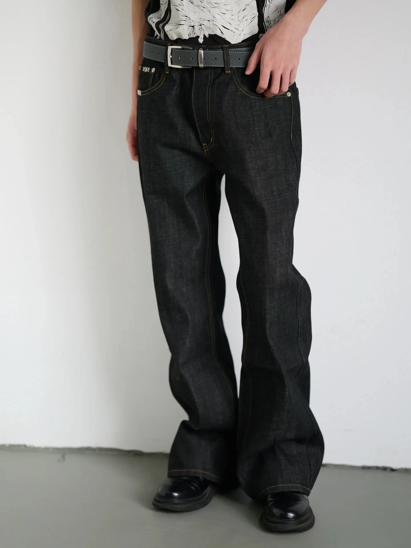 

American Retro Flared Jeans Men's Cleanfit Silhouette Loose Straight Leg Floor-Length Slimming Trendy Brand Jeans