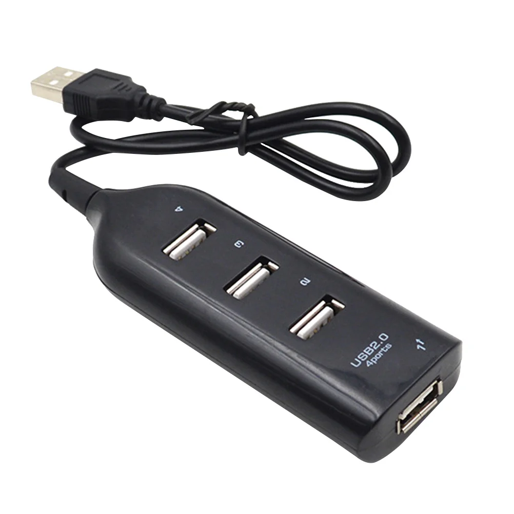 

4 Ports Usb 2.0 Hub High Speed Data Expansion Splitter For Laptop Desktop Tablet Pc Black Compact Portable Design Supports