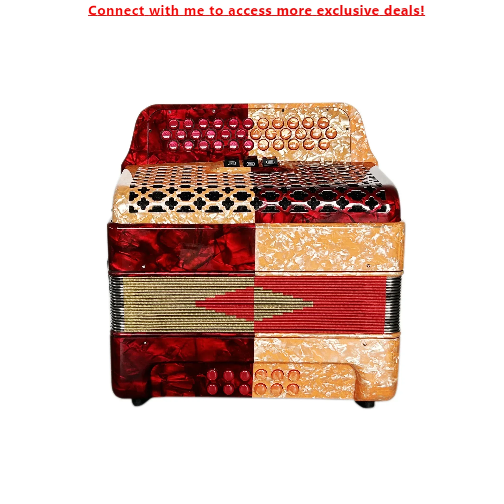 SEASOUND OEM Professional 34 Buttons 12 Bass 3 Registers Red Orange Accordion Instrument Acordeon JB3412B