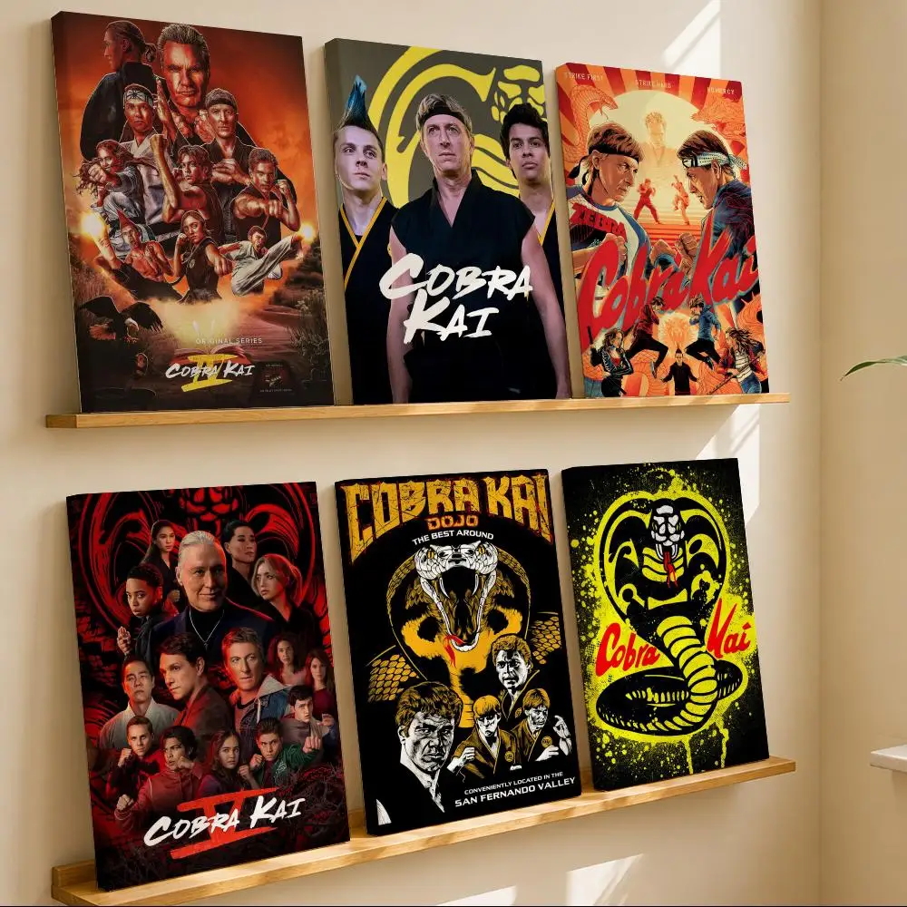 Bold Classic Movie C-Cobra K-Kai Framed Wall Painting Canvas Art Poster with Solid Wood Frame for Living Room Home Decor
