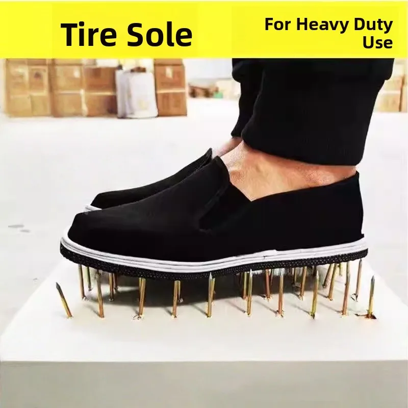 High-End Canvas Work Shoes for Middle-Aged And Elderly Men Beijing Footwear Breathable Slip-On round Toe Flat Heel Casual Shoes