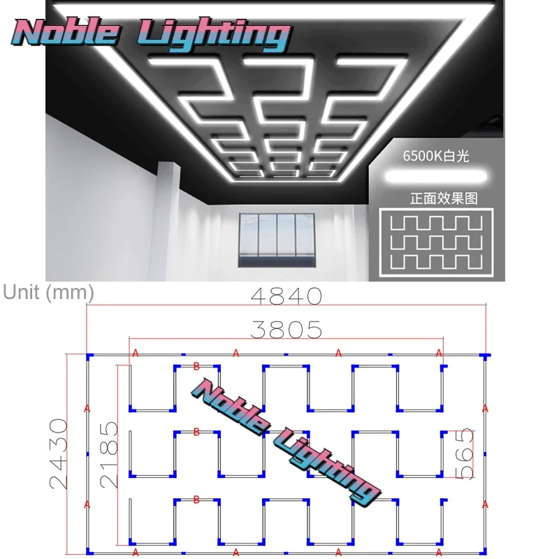 Dropship Garage Led Light 4.8X2.4M 6500K Daylight White Car Detailing LED Hexagon Light for Garage Wall Ceiling Light Customized