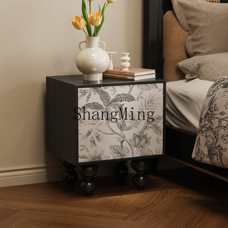 

CL Cream Wind Solid Wood Lacquer Painting Bucket Cabinet Household Entry Door Locker Bedroom Bedside Corner Cabinet