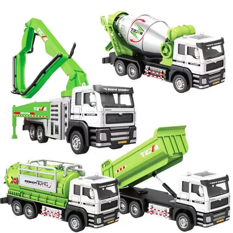 1:50 Alloy Model Truck Engineering Vehicle Mixing Truck Oil Tank Truck Concrete Pump Truck Toys For Children's Gifts