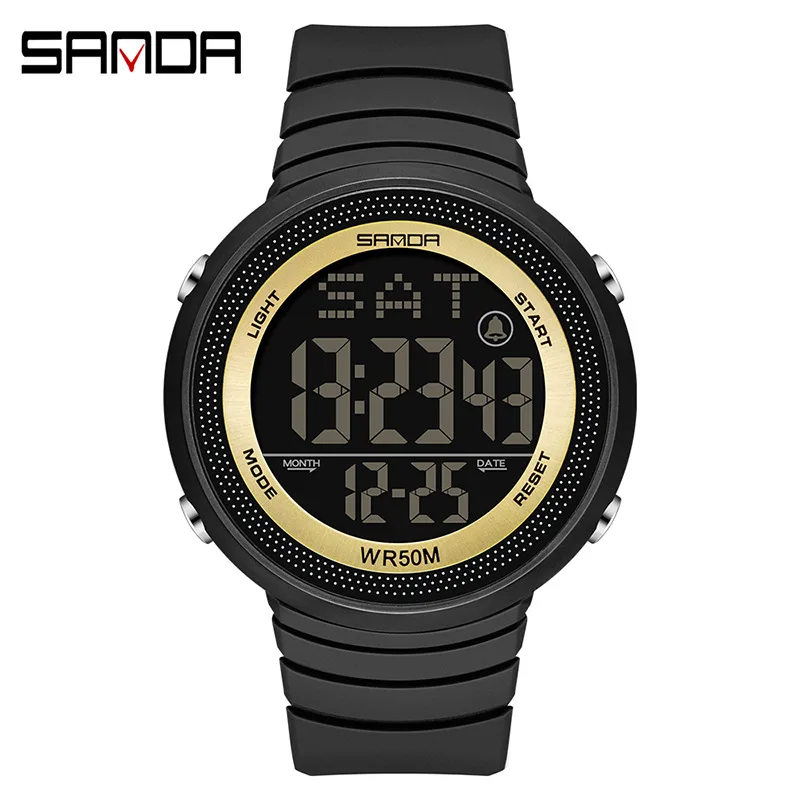 

SANDA 6022 Men's and Women's Electronic Watch Simple Personalized Sports Outdoors Waterproof Date Digital Silicone Wristwatches