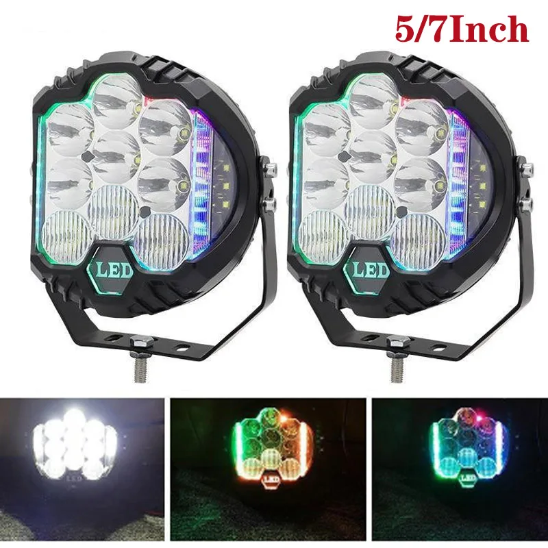 

LED Fog Driving Light 5'' 7'' Three Side illuminated Work Lights Jeep Wrangler Truck LED Headlights Modified For Off-road Vehic