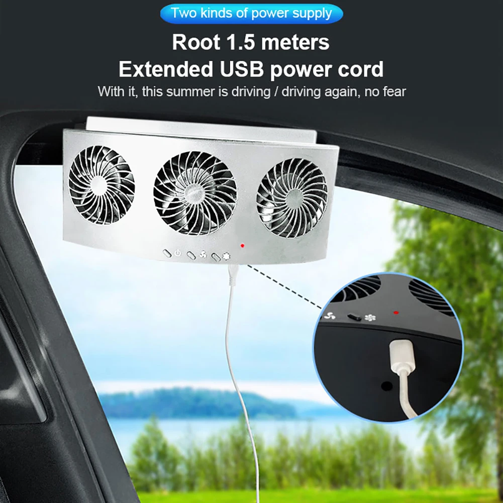 

Car Air Cooler USB 5V Ventilation Fan 4000RPM Auto Interior Radiator Three-Head Mini Auto Ventilator for Office Car Home