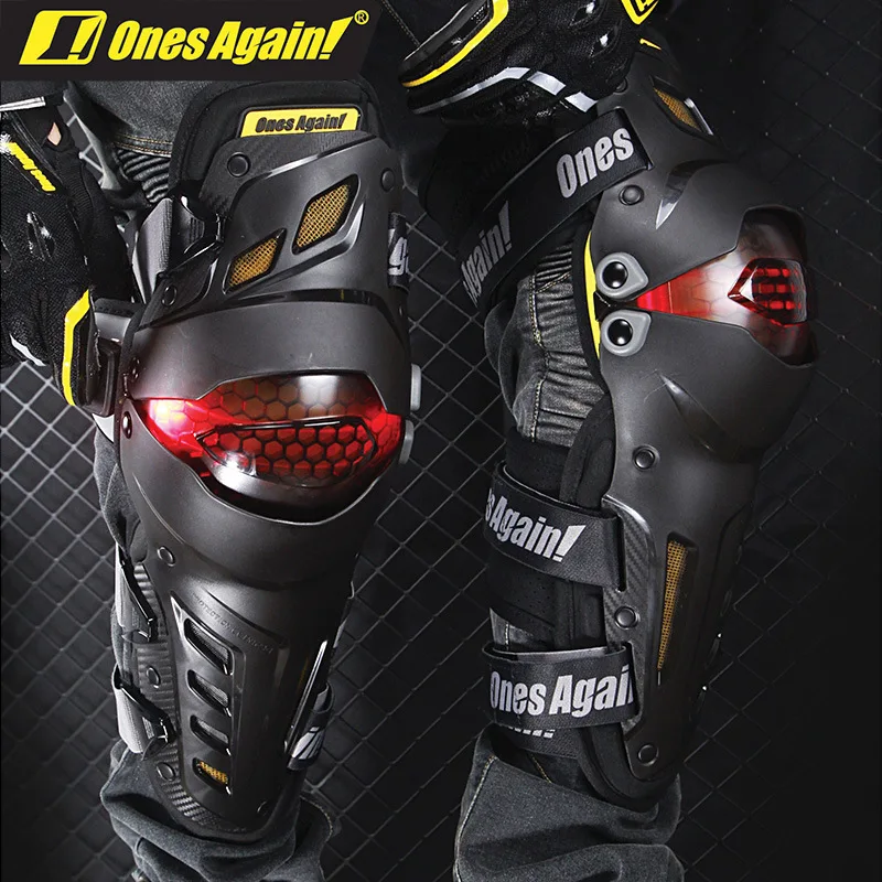 With LED Lights Motorcycle Knee Pads CE Certified Professional Riding Gear Knee Pads Off-Road Mechanical Sense Riding Knee Pads