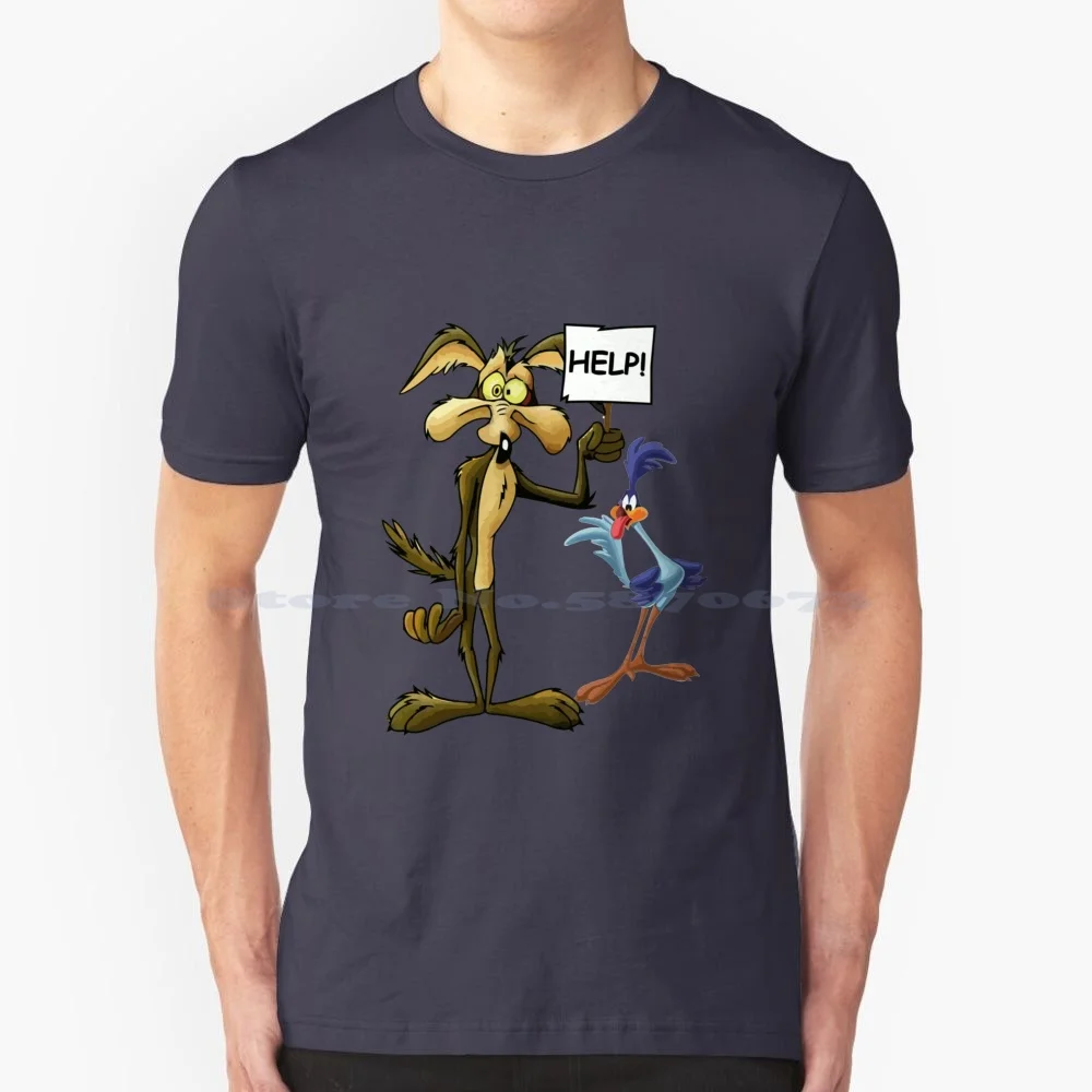 Roadrunner And El Coyote T Shirt 100% Cotton Tee Roadrunner And El Coyote