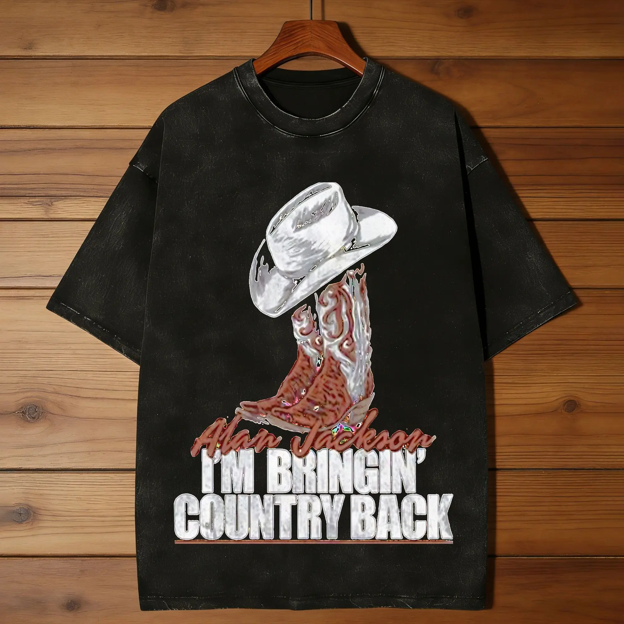 Couple T-Shirt Alan Jackson Washed T Shirts Hip Hop  Summer Tee Shirt Streetwear Print Cotton Clothing Birthday Present