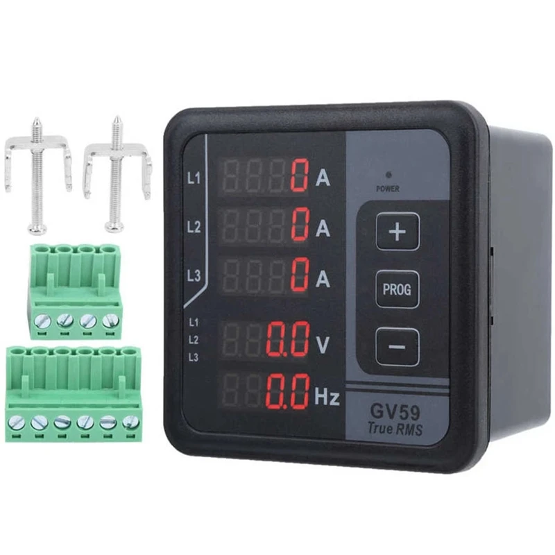 1 PCS Digital Meter GV59 Current Voltage Measuring Gauge Black Monitoring Instrument For 3 Phase Generator