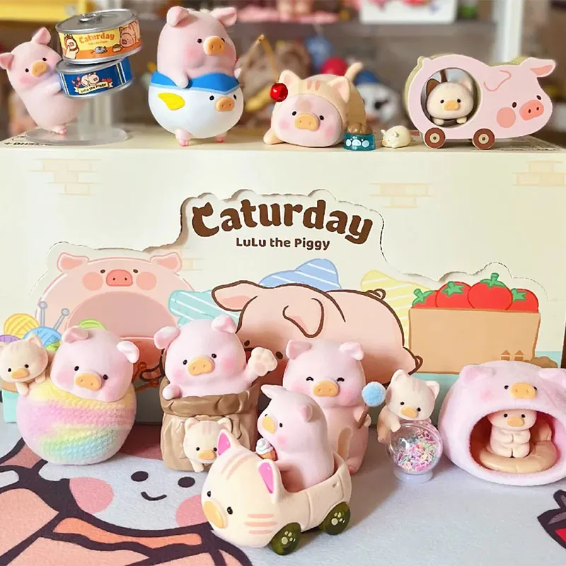 Whole Set 8 Box LULU The Pig Caturday Series Blind Box Toys Mystery Box Collection LULU Action Figure Toys Gifts for Kids