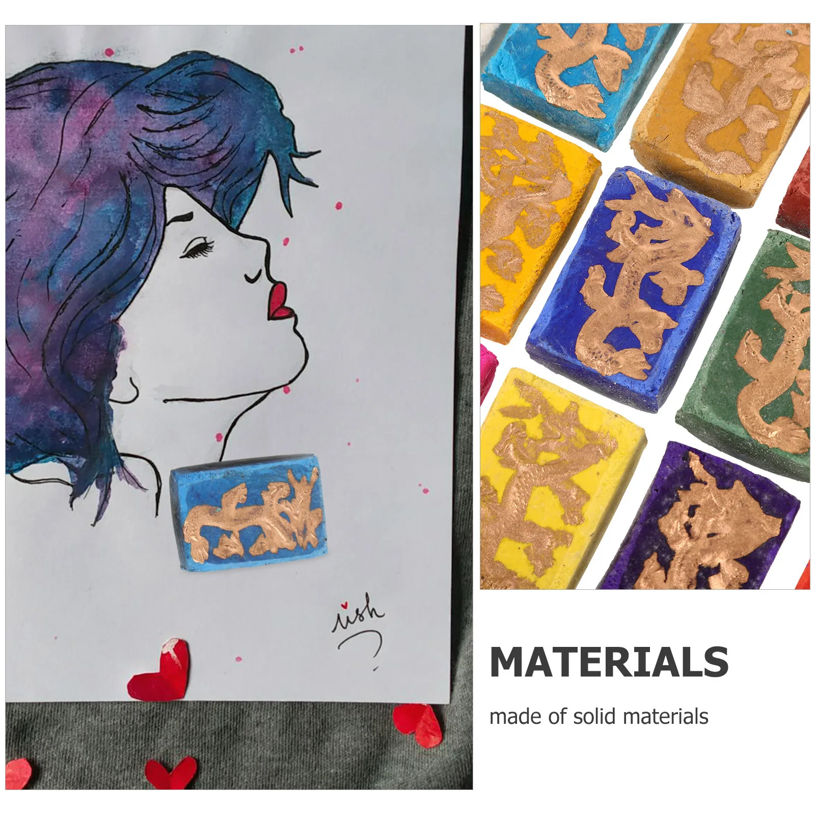 15pcs Color Ink Stick Handmade Drawing Chinese Ink Block Washable Reusable For Calligraphy Painting Students Artists Teaching