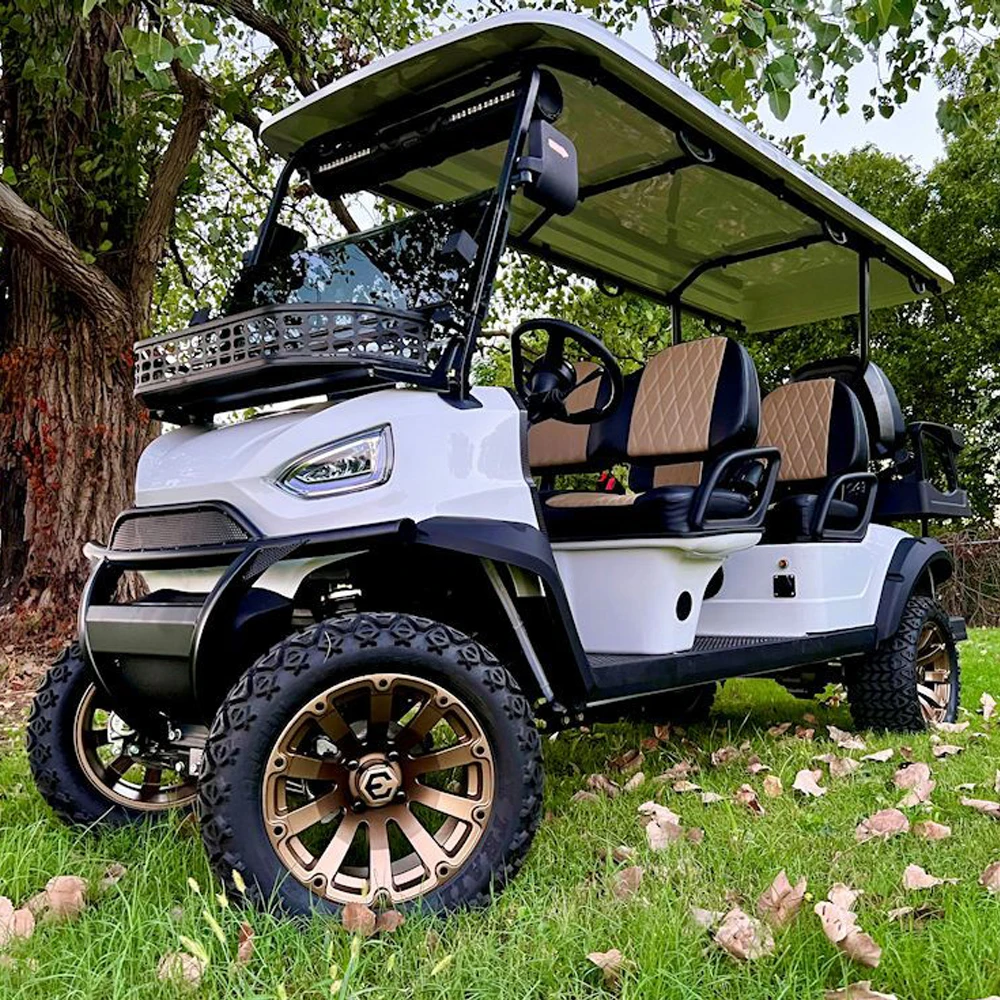 USA Street Legal 4-Seat Lithium Battery Golf Cart Folding Seat Electric Kart Golf Carts Solar Panels Powered Golf Cart Electric