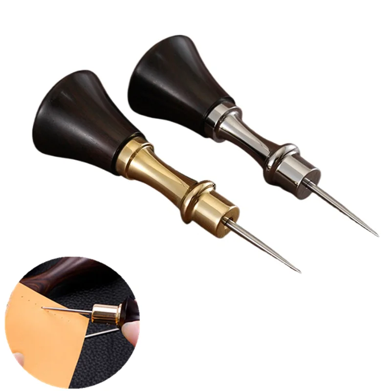 

Золотой и серебряный кожаный конус/деревянная ручка, инструмент для пробивания кожи ручной работы, ромб, французский конус и круг, сменная головка