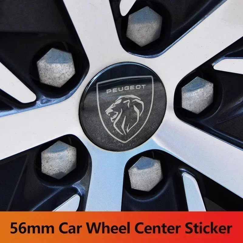 

56 мм алюминиевый сплав, крышка ступицы колеса автомобиля, центральная наклейка, наклейки для Peugeot 4008 5008 3008 408 508L, модифицированная наклейка на шины, аксессуары