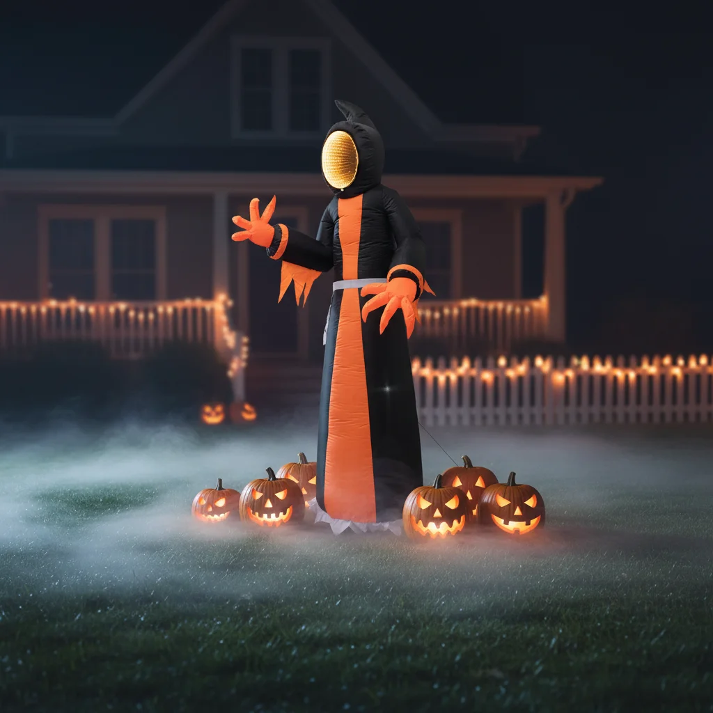 2.4 Meter Halloween Large Inflatable Faceless Ghost Mirror-Like Luminous Insertable Electric Mold Outdoor Courtyard Decoration