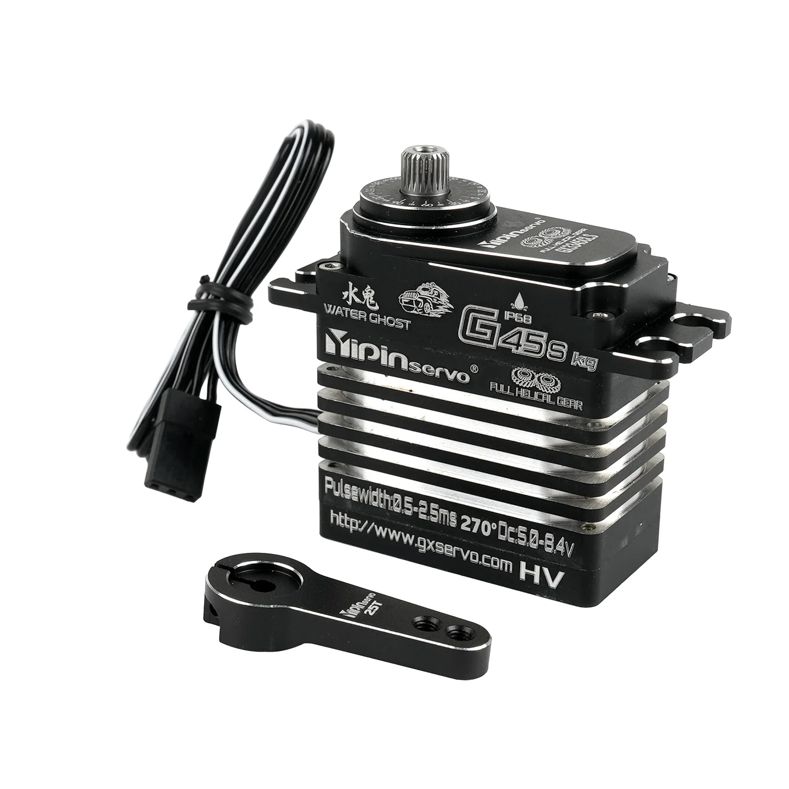 GXservo Coreless Digital Servo 45 กก.แรงบิดขนาดใหญ่เหล็กเกียร์โลหะ IP68 มอเตอร์กันน้ำสำหรับ 1/8 1/10 RC รถหุ่นยนต์ตีนตะขาบอะไหล่