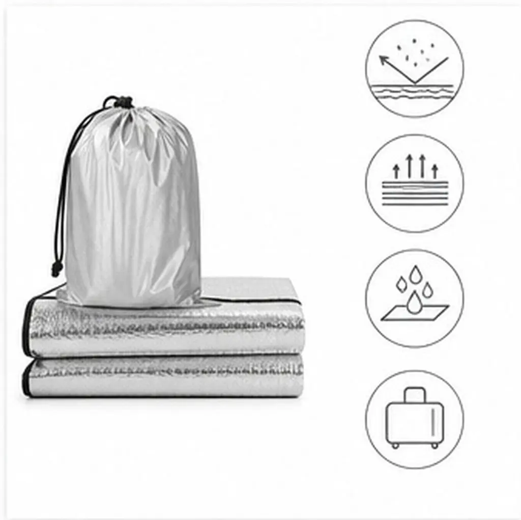 200x150cm Lightweight Folding Waterproof Mat Aluminum Foil Camping Sleeping Pad Picnic Ground Sheet Moisture Barrier Portable