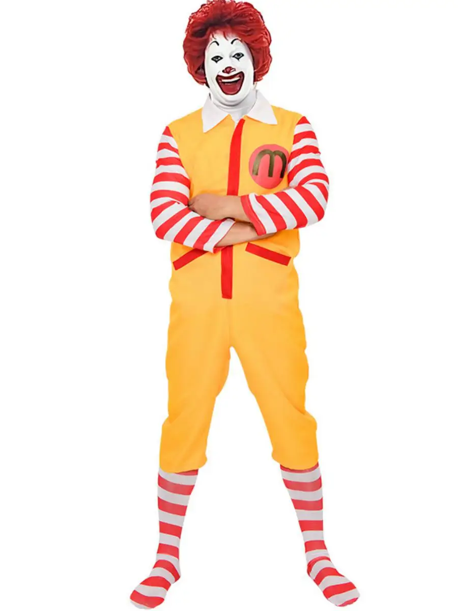 

Набор на Хэллоуин, винтажный костюм Monald's Uncle COS, маскарадный клоун, мужской комбинезон, костюм из полиэстера, без бренда