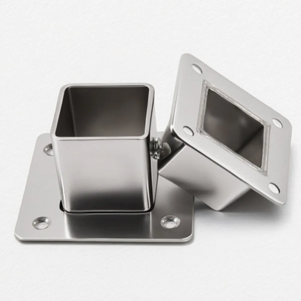 New Stainless Steel Square Tube Connector Set Heavy Duty 20/25/30/40mm Flange Base Rustproof Elbow Corner Joint Clothes Pole