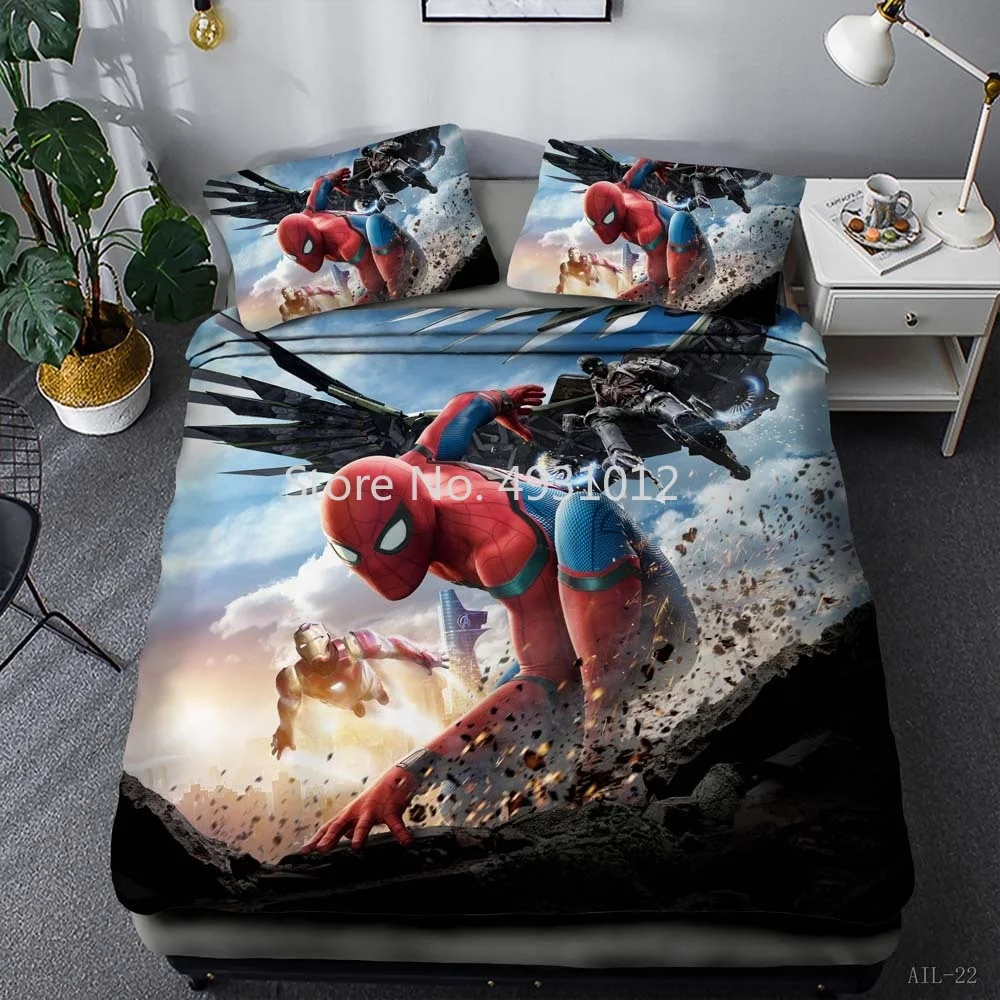 

3D Avengers Spiderman Iron Man Teen Boys Gifts Bedding Sets Quilt Duvet Cover Bedspread Children Kids Babies Bedroom Decor Home