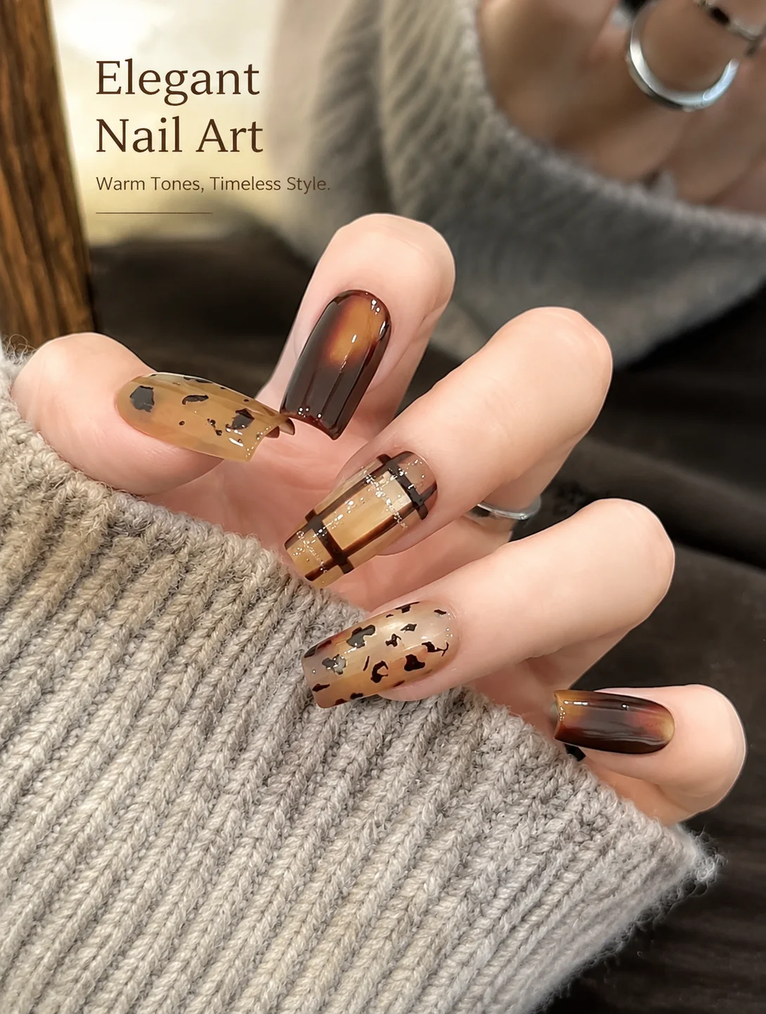 Nagelkunst Leopardenmuster Stempelplatten-Set Stempelvorlage Schaber-Set Maillard-Muster DIY Nagelwerkzeuge – Detail 2