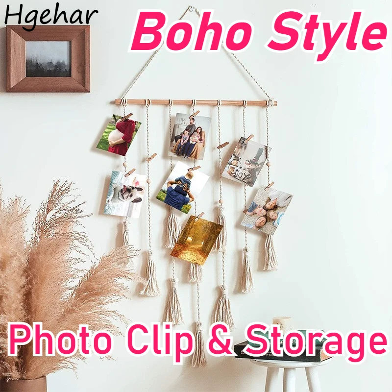 

Декоративный тканый гобелен-органайзер для фотографий в скандинавском стиле, для дома и гостиной, подвесное украшение