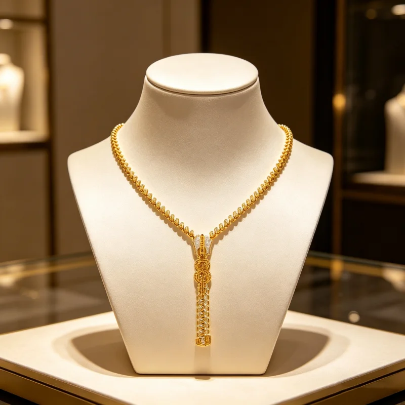 Bellux 925 Silver Synthetic Zircon Royal Style Yellow K Gold Color Woven Luxury Y-shaped Zipper Three Wearing Vintage Necklace